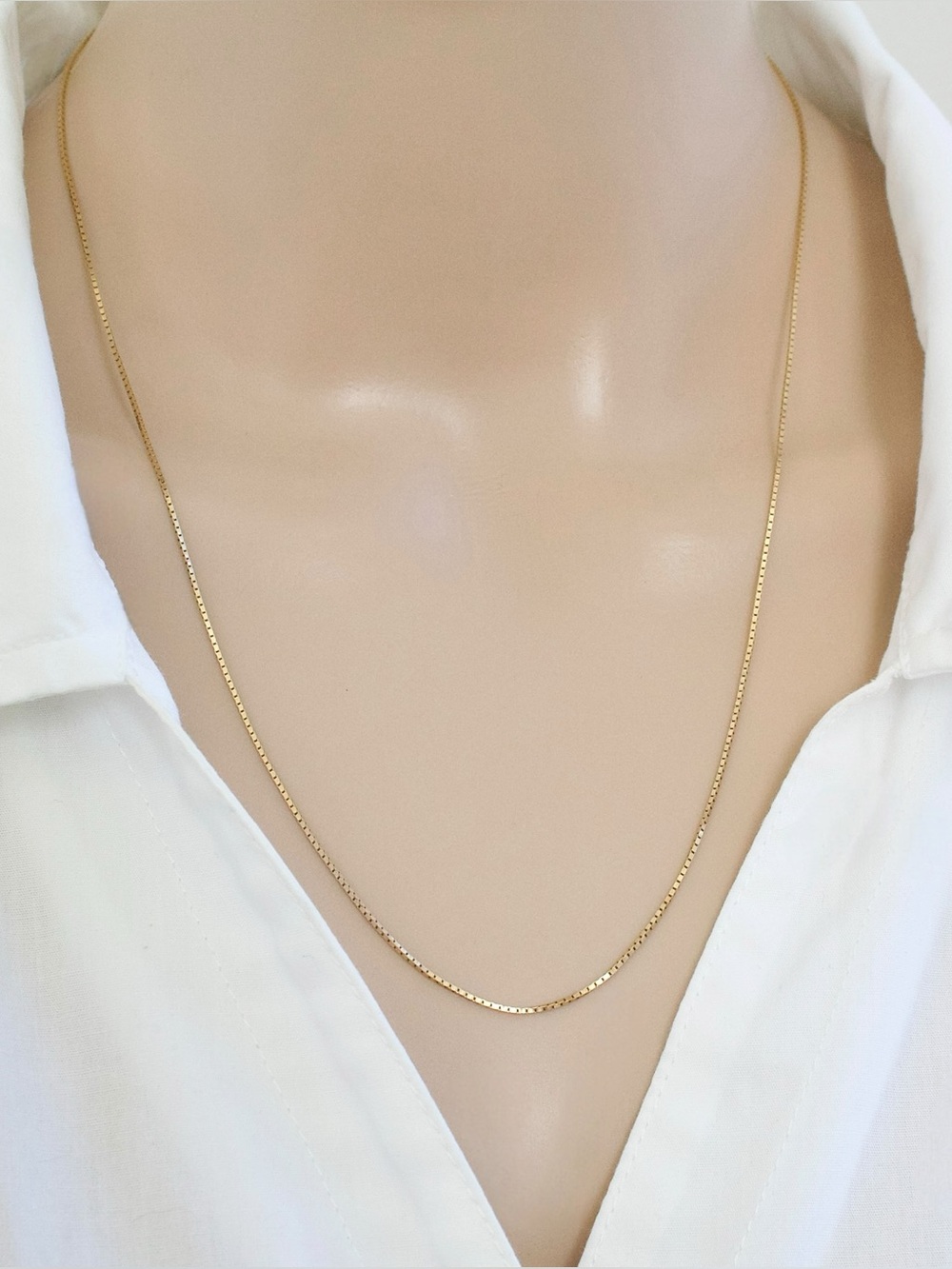 Vintage 14K Yellow Gold Box Chain Necklace 20.5” Made in Italy